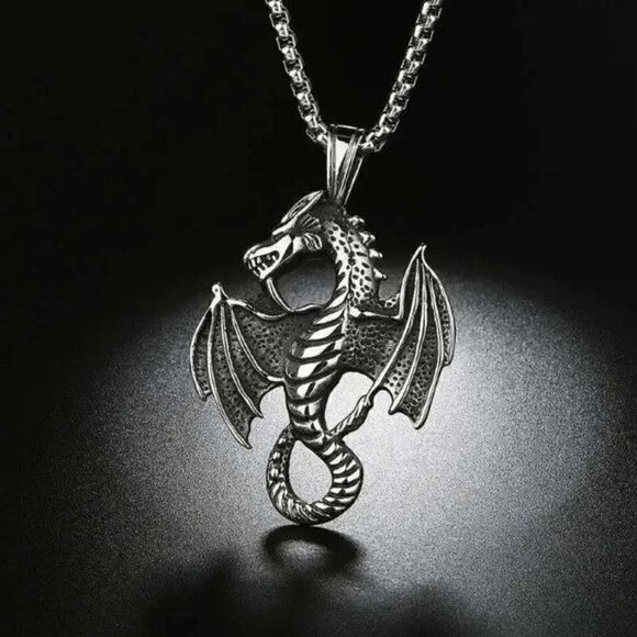 Other - Stainless Steel Dragon Pendant Necklace